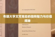 布朗大学文凭的神秘光环，揭秘其独到魅力与珍贵价值