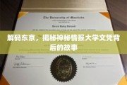 东京文凭之谜，探秘情报大学背后的传奇故事
